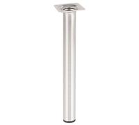 Wagner 12113001 Pied de Meuble Classique rétro Ø 30 x 300 mm Plaque de Fixation intégrée 60 x 60 mm Filetage intérieur Ø 10 mm Acier Aspect Acier brossé