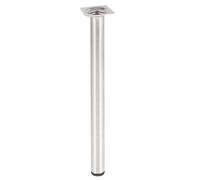 Wagner 12114001 Pied de Meuble Classique rétro Ø 30 x 400 mm Plaque de Fixation intégrée 60 x 60 mm Filetage intérieur Ø 10 mm Acier Aspect Acier brossé