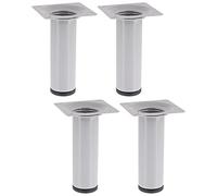 Wagner 12121004 Classic Retro Lot de 4 pieds de meuble - Ø 30 x 100 mm, plaque de fixation intégrée 60 x 60 mm, filetage intérieur Ø 10 mm, acier revêtu par pulvérisation, aluminium argenté - 12121004