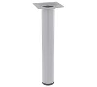 Wagner 12122001 Pied de Meuble Classic rétro Ø 30 x 200 mm Plaque de Fixation intégrée 60 x 60 mm Filetage intérieur Ø 10 mm Acier revêtu par pulvérisation Aluminium argenté - 12122001