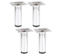 Wagner 12151004 Classic Retro Lot de 4 Pieds de Meuble - Ø 30 x 100 mm Plaque de Fixation intégrée 60 x 60 mm Filetage intérieur Ø 10 mm Acier chromé - 12151004