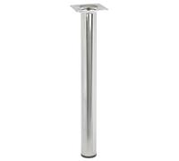 Wagner 12153001 Pied de Meuble Classique rétro Ø 30 x 300 mm Plaque de Fixation intégrée 60 x 60 mm Filetage intérieur Ø 10 mm Acier chromé