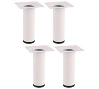 Wagner 12161004 Classic Retro Lot de 4 Pieds de Meuble - Ø 30 x 100 mm, Plaque de Fixation intégrée 60 x 60 mm, Filetage intérieur Ø 10 mm, Acier revêtu par pulvérisation, Blanc - 12161004