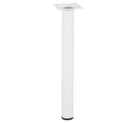 Wagner 12163001 Pied de Meuble Classique rétro Ø 30 x 300 mm Plaque de Fixation intégrée 60 x 60 mm Filetage intérieur Ø 10 mm Acier revêtu par pulvérisation Blanc