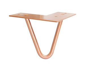 Wagner 12821401 Pied de Meuble/Pied de Table/Pied en épingle à Cheveux Style rétro Acier revêtu par Poudre Cuivre 12 x 12 x 10 cm Pied Conique/coudé Plaque de Montage intégrée