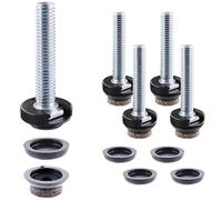 Wagner 15418599 Justus Slim Lot de 4 Pieds de Meuble Ø 20 x M8 x 20 mm, avec système QuickClick System, Insert Coulissant en Feutre de Laine Ultra Doux et Plastique Noir Ø 20 mm