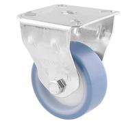 Wagner 23777601 Deluxe Roulette fixe souple pour meuble, diamètre 75 mm, hauteur 100 mm, acier galvanisé, bleu/blanc, plaque de vissage 60 x 60 mm, capacité de charge 75 kg