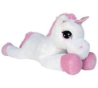 Wagner 9065 Peluche géante en peluche XXL Licorne couché 80 cm Blanc/rose