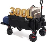 wagner-Chariot De Plage Pliable Xxxl Avec Hayon 135 Kg Chariot De Festival Pliant Robuste Roues Larges Amovibles Et Poignée Réglable Pour Camping Jardin Shopping Noir