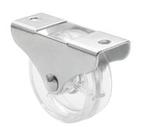 Wagner Design 01055701 Roulette de meuble/Roulette fixe Transparent Diamètre 50 mm Hauteur 55 mm Acier galvanisé Plaque à visser 25 x 70 mm Charge maximale 50 kg