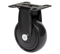 WAGNER Design - 3C - Roulette fixe/Roulette de meuble - noir, surface de roulement souple, diamètre Ø 75 mm, hauteur 100 mm, plaque à visser 60 x 70 mm, capacité de charge 75 kg - 01247701