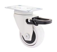 WAGNER Design - 3C - Roulette pivotante/roulette de transport/roulette de meuble - blanc, bande de roulement souple, diamètre Ø 50 mm, frein total, roulement à billes, charge max. 50 kg - 01235101