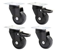 WAGNER Design - 3C - Roulettes pivotantes/roulettes de meuble lot de 4 -noir, souple, Ø 50 mm, 2 roulettes sans et 2 avec frein, roulement à billes, max. 50 kg/roulette - 02225104