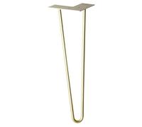Wagner Design Yourself Pied de Meuble/Pied de Table/Pied en épingle à Cheveux, Hairpin Leg, Style rétro, Acier revêtu doré, 12 x 12 x 40 cm, Pied Conique/incliné, Plaque de Montage intégrée, 12824501