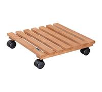 WAGNER Support à roulettes pour pot de fleur AULNE HUILÉ 35 x 35 x 8 cm I Pour intérieur I Roule pot en bois massif d'aulne certifié FSC®, terracota I Capacité de charge 100 kg I Made in EU - 20083569