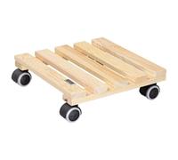 Wagner Support à roulettes pour Pot de Fleur PALETTI 29 x 29 x 8 cm I Roule Pot de Plant pour l'intérieur I Suport Roulant en Bois Massif certifié FSC®, Naturel I Capacité de Charge 100 kg - 20043701