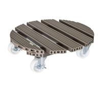 Wagner Design Yourself Support à roulettes pour Pot de Fleur WPC Ø 38,5 x 11 cm I intérieur + extérieur I Roule Pot en FSC Composite Bois-Plastique, Taupe I Capacité de Charge 150 kg - 20055601
