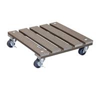 WAGNER Support à roulettes pour Pot de Fleur WPC 29 x 29 x 7,5 cm I intérieur + extérieur I Roule Pot en FSC® Composite Bois-Plastique, Taupe, 2 Freins I Capacité de Charge 80 kg - 20053101