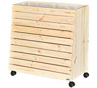 WAGNER GreenBOX Plate-Bande surélevée en Bois Massif Naturel 79 x 80 x 43/33 cm avec Sac de Plantation, Bois Naturel