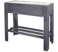 WAGNER GreenFAMILY - Jardinière surélevée - GreenBOX Light - Bois Tendre, Bois Massif FSC®, Anthracite, 70 x 83 x 34,5 cm, étagère, Sac à Plantes Inclus - 25024001