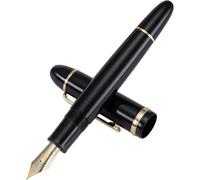 Wagner-Jinhao X159 Stylo Plume #8 Plume Moyenne,Noir Avec Golden Clip Acrylique Stylo D¿Écriture Grande Taille
