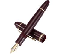 Wagner-Jinhao X159 Stylo Plume #8 Plume Moyenne,Rouge Avec Golden Clip Acrylique Stylo D¿Écriture Grande Taille