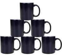 Wagner-Lot De 6 Blancs De Sublimation Passe Au Lave-Vaisselle 11 Oz Tasse Magique En Céramique Blanche À Changement De Couleur Tasse À Café Blanche Avec Poignée,Couleur Noir Mat Brillant