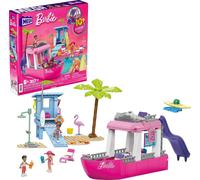 wagner-Mega Barbie Bateau De Rêve Malibu À Construire Avec 317 Blocs,Dont 3 Mini-Poupées À Assembler,2 Animaux,Et Accessoires De Mode Et De Plage,Jouet Enfant,Dès 6 Ans,Hpn79