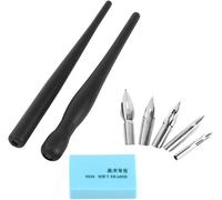 Wagner-Porte-Stylos Dessin Animé,Bande Dessinée Stylo Plume Plastique Stylo Poignée Porte-Plume Outils Dessin Papeterie Avec 2 Porte-Stylo Noir Et 5 Plumes