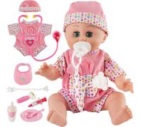 Wagner-Poupon Bébé Qui Parle,Poupée Bébé Malette Docteur Jouet,Ensemble D'Accessoires Pour Poupée Jeu De Rôle Enfant Cadeau Pour Enfant Garçon Fille 2 3 4 5 6 Ans