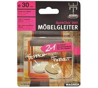Wagner QuickClick® 2in1 Patins pour Meubles et chaises - Lot de 4 Patins - Duo - 4X Base + 4X Insert réversible - feltre de Laine + Plastique - diamètre Ø 30 mm - Made in Allemagne - 15781004
