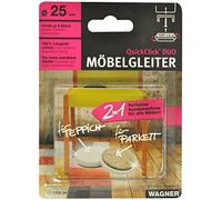 Wagner QuickClick® 2in1 Patins pour Meubles et chaises - Lot de 4 Patins - Duo - 4X Base + 4X Insert réversible - feltre de Laine + Plastique - diamètre Ø 25 mm - Made in Allemagne - 15780904