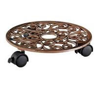 WAGNER Support à roulettes pour pot de fleur ANTIK Ø 29 x 6,5 cm I Support roulant de plant pour l'intérieur + l'extérieur I Roule pot en fonte, cuivré I 2 freins I Capacité de charge 50 kg - 20092501