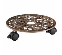 WAGNER Support à roulettes pour pot de fleur ANTIK Ø 29 x 6,5 cm I Support roulant de plant pour l'intérieur + l'extérieur I Roule pot en fonte, cuivré I 2 freins I Capacité de charge 50 kg - 20092501