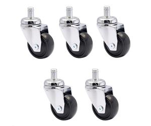 WAGNER Roulette 360° maniable - 3C - roulettes pivotantes/roulettes de meuble ensemble de 5 - chromé, souple, roulement à billes, axe 11 x 22 mm, Ø 50 mm, charge max. 50 kg/roulette - 02225461