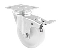 WAGNER Roulette pivotante - Ø 75 mm, acier galvanisé, blanc, frein, plaque à visser, charge max. 60 kg - 03367501