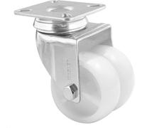WAGNER Roulette pivotante double ECO - Ø 50 mm, acier galvanisé, blanc, plaque à visser, charge max. 70 kg - 03125201