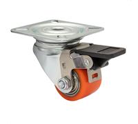 WAGNER Roulette pivotante Soft avec frein - MINI - Ø 35 mm, roulement à billes, acier & fonte, rouge/argent, plateau, charge admissible100 kg - 04793501