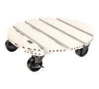 WAGNER Roulette pour plantes WPC FSC® Ø 38,5 x 11 cm I Roulette à fleurs pour extérieur et intérieur I Roulette de jardinière FSC® Wood Plastic Composite, gris clair I 2 verrous I Charge maximale 100
