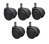 WAGNER Roulettes de chaise de bureau/Roulettes pivotantes - DUR - kit de 5 parties - diamètre Ø 50 mm, freiné par intervalles, axe 11 x 20 mm, capacité de charge 50 kg/roulette - 02500161