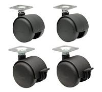 WAGNER Roulettes de meuble/roulettes doubles ensemble de 4 - DUR - Ø 50 mm, plaque de montage 42 x 42 cm, 2 avec freins, capacité de charge 50 kg/roulette - 02002688