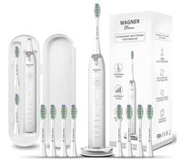 Wagner & Stern Brosse à dents blanchissante à ultrasons avec capteur de pression, 5 modes de brossage et contrôle de l'intensité, 8 têtes de brosse souples.