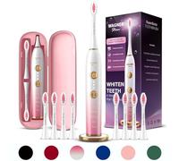 Wagner Stern WHITEN+ - Brosse à dents électrique avec capteur de pression, 5 modes, 3 intensités, 8 têtes souples, moteur puissant, étui de voyage luxe inclus