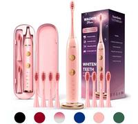 Wagner Stern WHITEN+ - Brosse à dents électrique avec capteur de pression, 5 modes, 3 intensités, 8 têtes souples, moteur puissant, étui de voyage luxe inclus