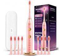 Wagner Stern WHITEN+ - Brosse à dents électrique avec capteur de pression, 5 modes, 3 intensités, 8 têtes souples, moteur puissant, étui de voyage luxe inclus