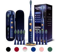 Wagner Stern WHITEN+ - Brosse à dents électrique avec capteur de pression, 5 modes, 3 intensités, 8 têtes souples, moteur puissant, étui de voyage luxe inclus
