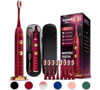 Wagner Stern WHITEN+ - Brosse à dents électrique avec capteur de pression, 5 modes, 3 intensités, 8 têtes souples, moteur puissant, étui de voyage luxe inclus