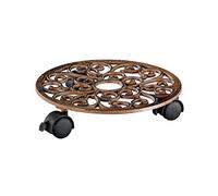 WAGNER Support à roulettes pour pot de fleur ANTIK Ø 29 x 6,5 cm I Support roulant de plant pour l'intérieur + l'extérieur I Roule pot en fonte, cuivré I 2 freins I Capacité de charge 50 kg - 20092501