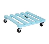 WAGNER Support à roulettes pour pot de fleur AQUA SPLASH 38 x 38 x 9,5 cm I intérieur + extérieur I Roule pot en bois massif certifié FSC®, turquoise I Capacité de charge 120 kg I Made in EU- 20042301