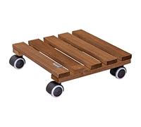 Wagner Support à roulettes pour Pot de Fleur Country 28 x 28 x 8 cm d'intérieur I Roule Pot en Bois Massif antidérapant certifié FSC®, Palissandre I Capacité de Charge 100 kg I Made in EU - 20020301